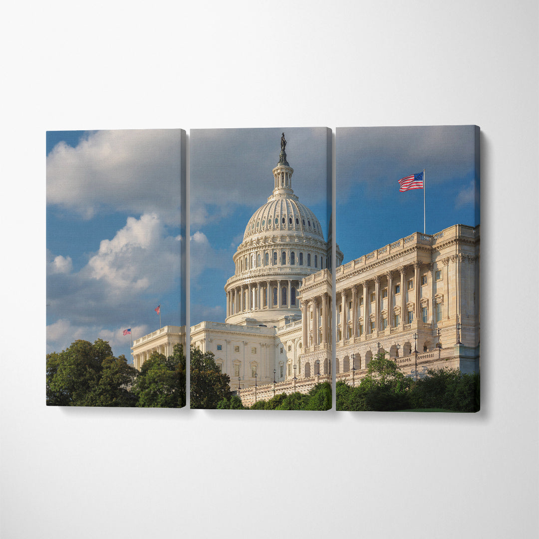 United States Capitol Building in Washington DC Canvas Print ArtLexy 3 Panels 36"x24" inches 