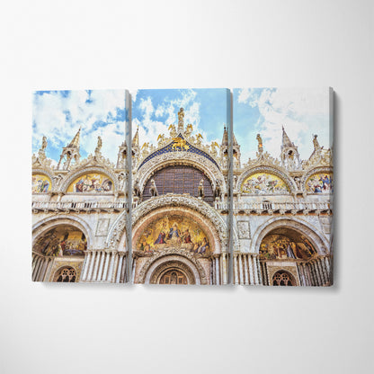 Saint Mark's Basilica Venice Italy Canvas Print ArtLexy 3 Panels 36"x24" inches 
