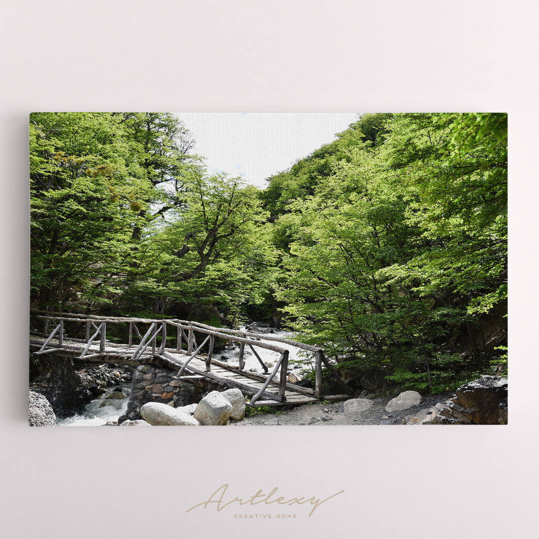 Beautiful Wooden Bridge Across River Canvas Print ArtLexy   