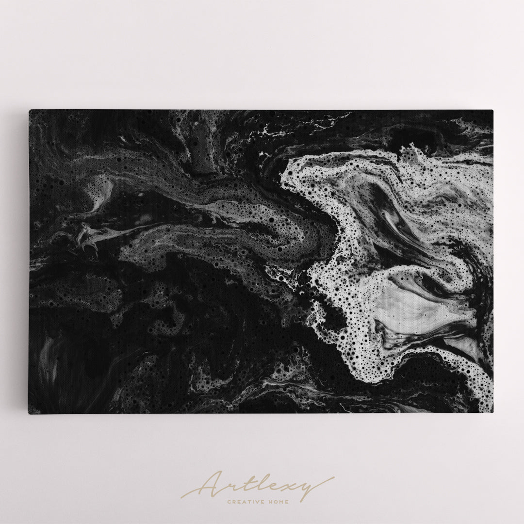 Black and White Abstract Marble Canvas Print ArtLexy   