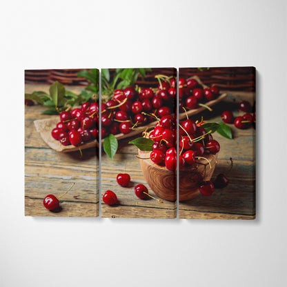 Sweet Cherries Canvas Print ArtLexy 3 Panels 36"x24" inches 