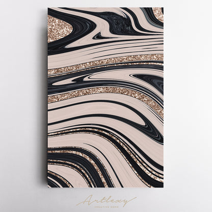 Abstract Beige Marble with Gold Veins Canvas Print ArtLexy   