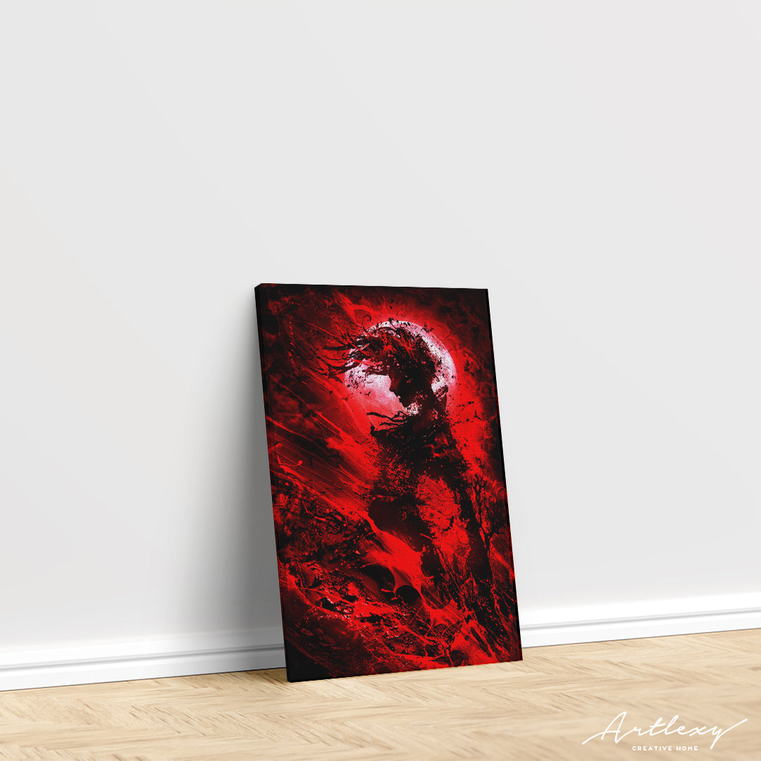 Vampire Against Full Blood Moon Canvas Print ArtLexy   
