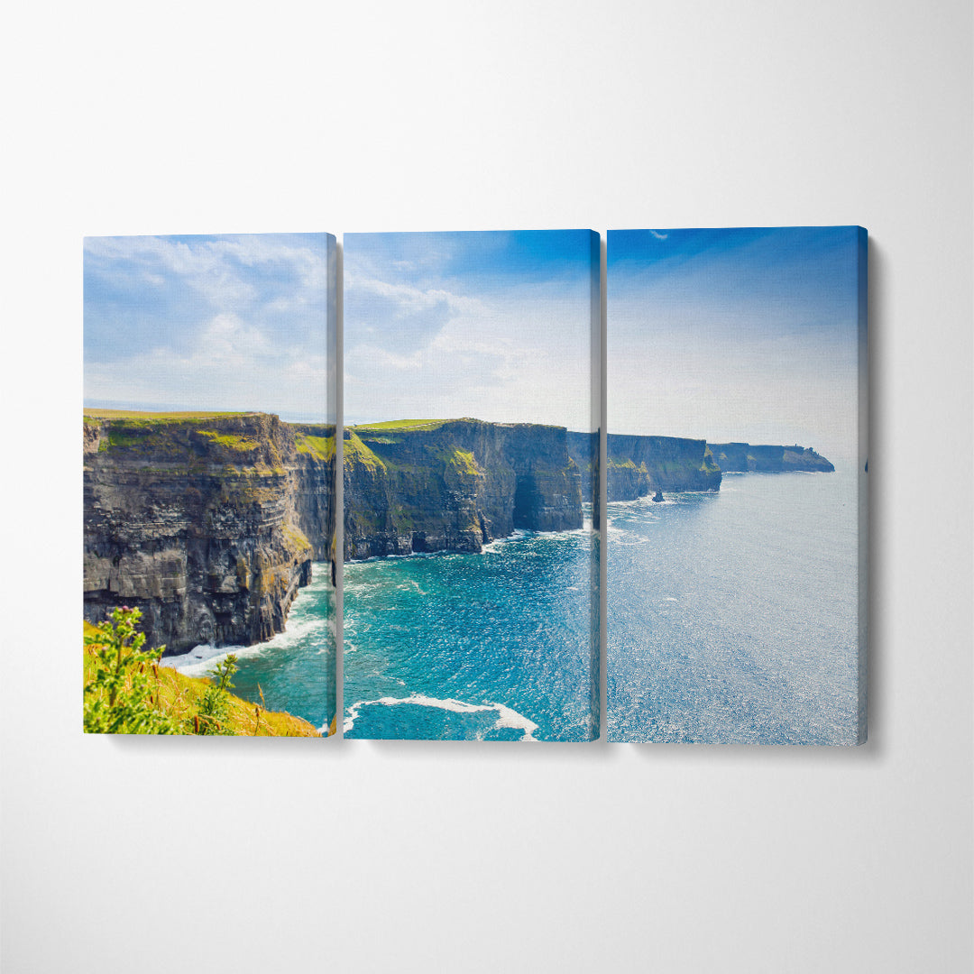 Cliffs of Moher Ireland Canvas Print ArtLexy 3 Panels 36"x24" inches 