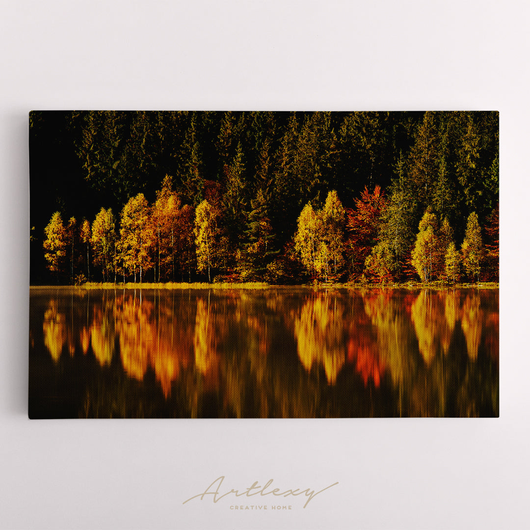 Autumn Landscape with Trees Reflecting in Lake Canvas Print ArtLexy   
