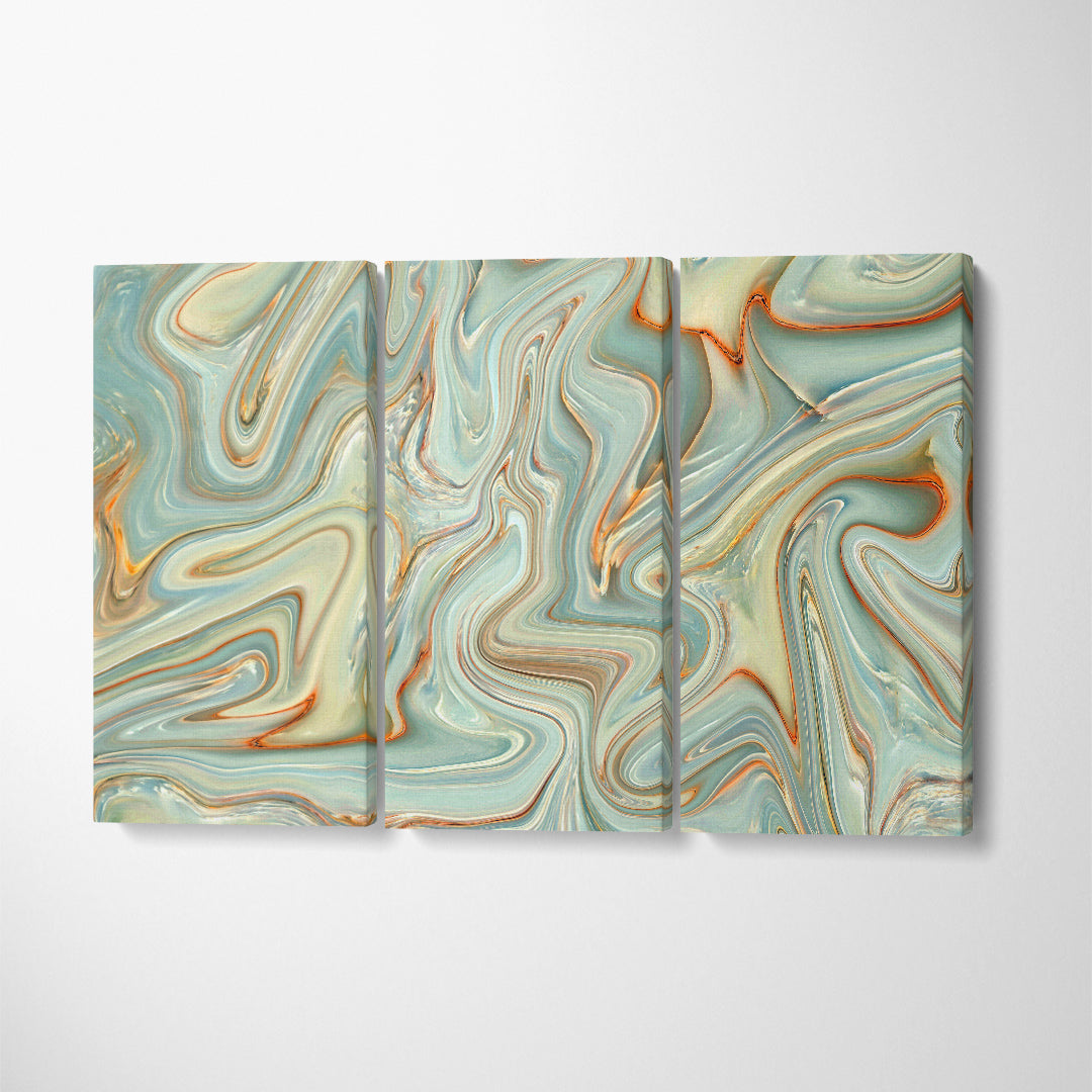 Abstract Green Agate Marble Canvas Print ArtLexy 3 Panels 36"x24" inches 