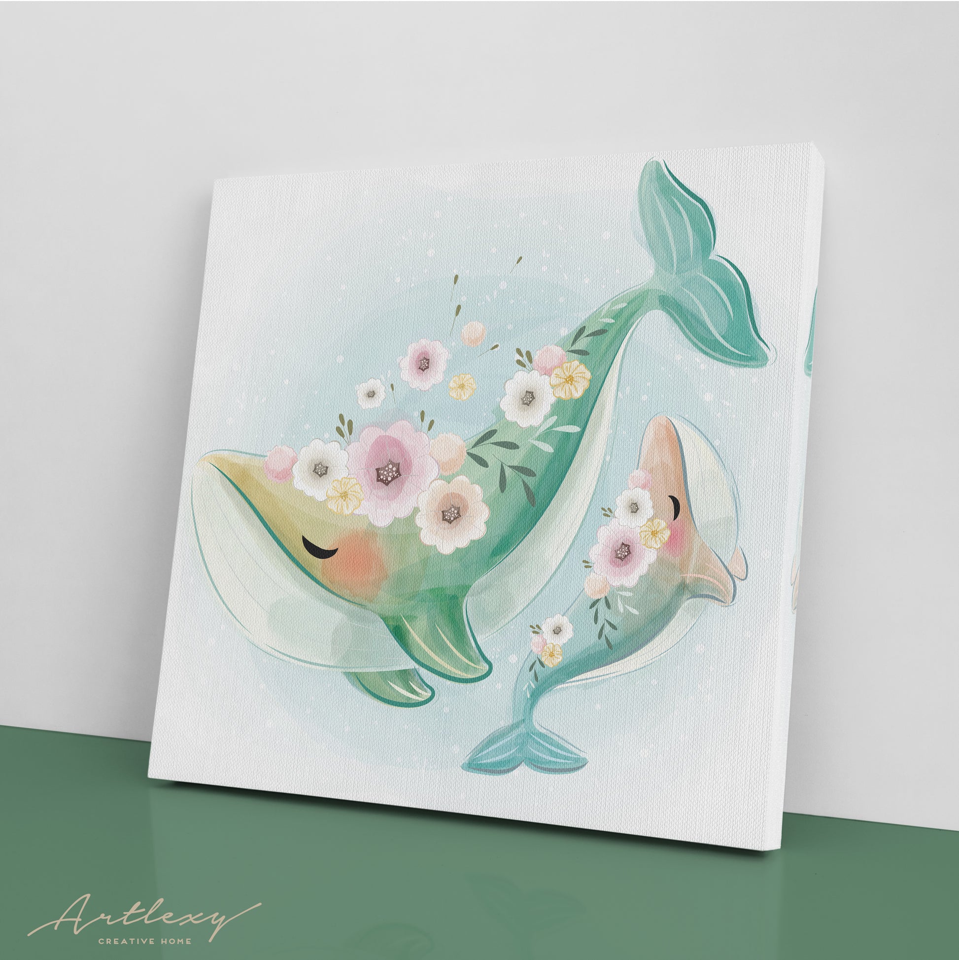 Cute Whales Canvas Print ArtLexy   