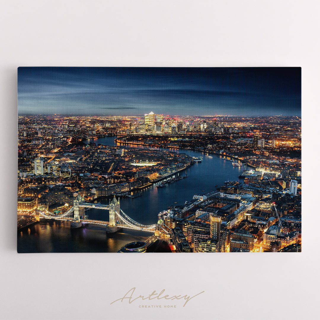 Canary Wharf Financial District and Tower Bridge London Canvas Print ArtLexy   