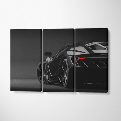 Black Sports Car Canvas Print ArtLexy 3 Panels 36"x24" inches 