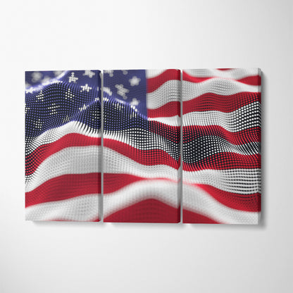 Abstract United States of America Flag Canvas Print ArtLexy 3 Panels 36"x24" inches 