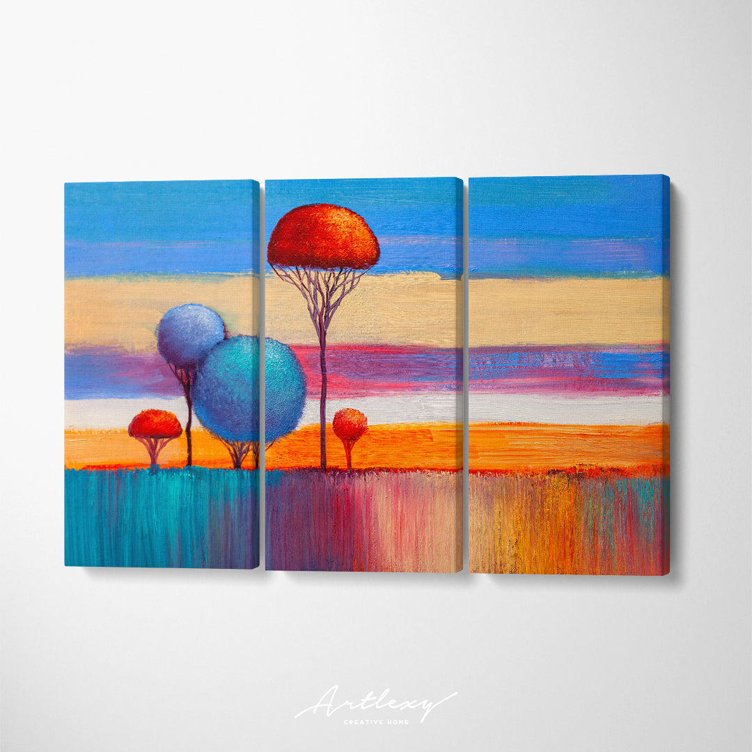 Colorful Landscape with Trees Canvas Print ArtLexy   