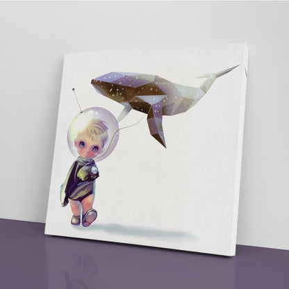 Little Astronaut with Flying Whale Canvas Print ArtLexy   