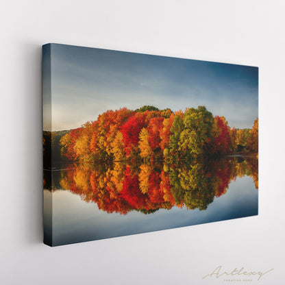 Autumn Trees Reflected In Pond Canvas Print ArtLexy   