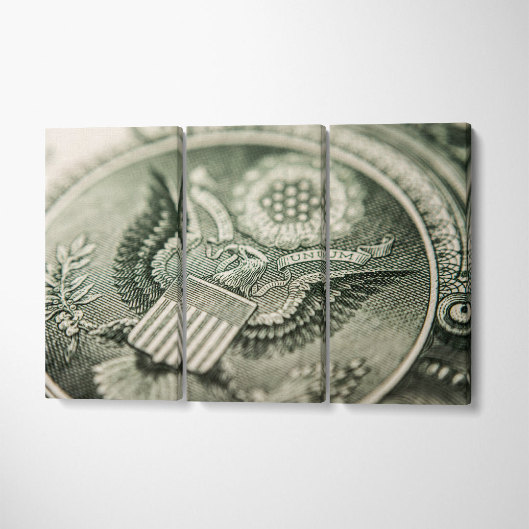 US One Dollar Bill Canvas Print ArtLexy 3 Panels 36"x24" inches 