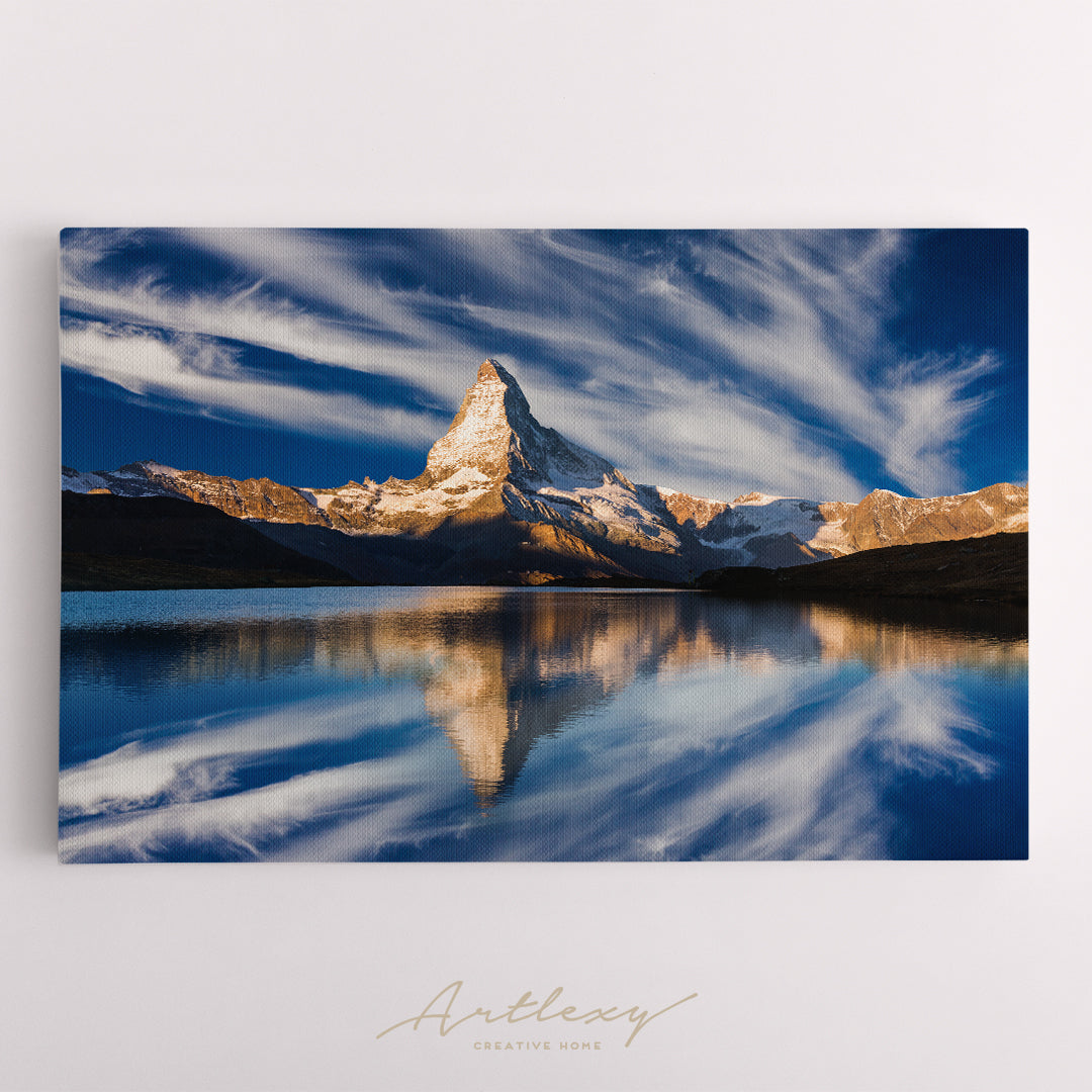 Reflection of Matterhorn Peak in Stellisee Lake Swiss Alps Switzerland Canvas Print ArtLexy   