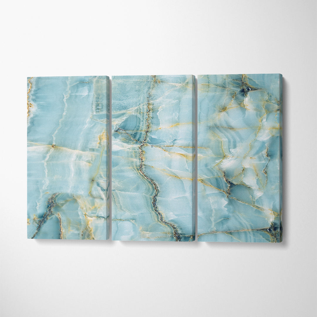 Natural Light Blue Marble Stone Canvas Print ArtLexy 3 Panels 36"x24" inches 