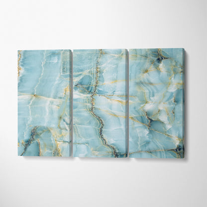 Natural Light Blue Marble Stone Canvas Print ArtLexy 3 Panels 36"x24" inches 
