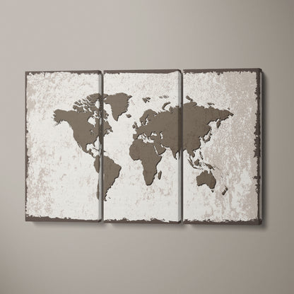 Old World Map Canvas Print ArtLexy 3 Panels 36"x24" inches 