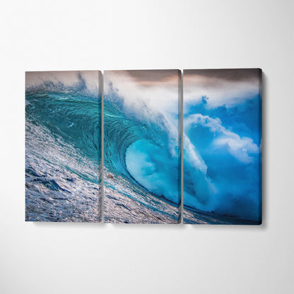 Huge Wave Crashing Canvas Print ArtLexy 3 Panels 36"x24" inches 