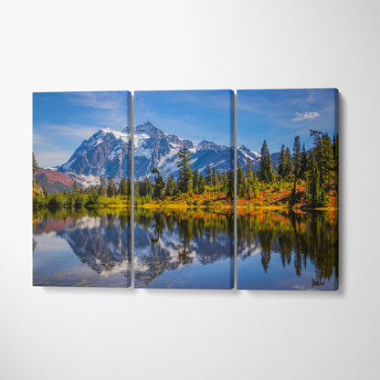 Mountain Lake Mount Shuksan Washington Northern Cascades Canvas Print ArtLexy 3 Panels 36"x24" inches 