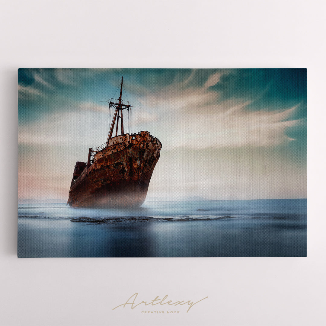 Shipwreck on Gythio Beach Greece Canvas Print ArtLexy   