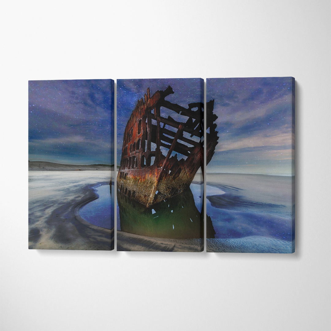 Peter Iredale Shipwreck Oregon Coast Canvas Print ArtLexy 3 Panels 36"x24" inches 