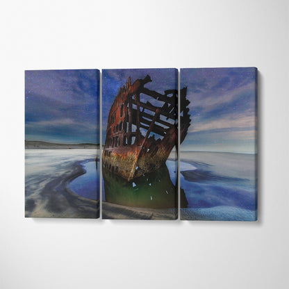 Peter Iredale Shipwreck Oregon Coast Canvas Print ArtLexy 3 Panels 36"x24" inches 