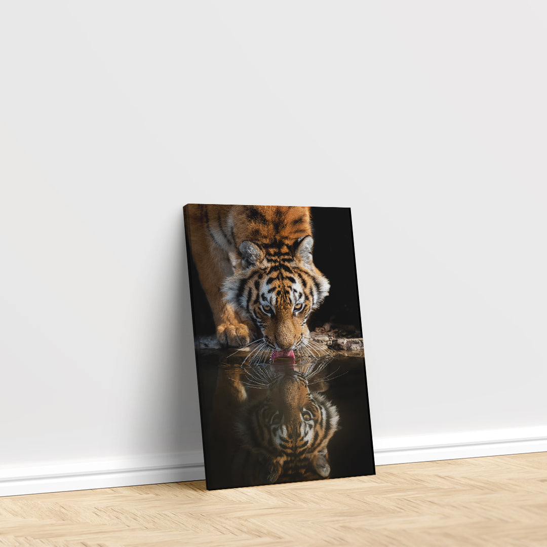 Tiger Drinks Water Canvas Print ArtLexy   