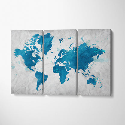 Modern Abstract Map of the World Canvas Print ArtLexy 3 Panels 36"x24" inches 