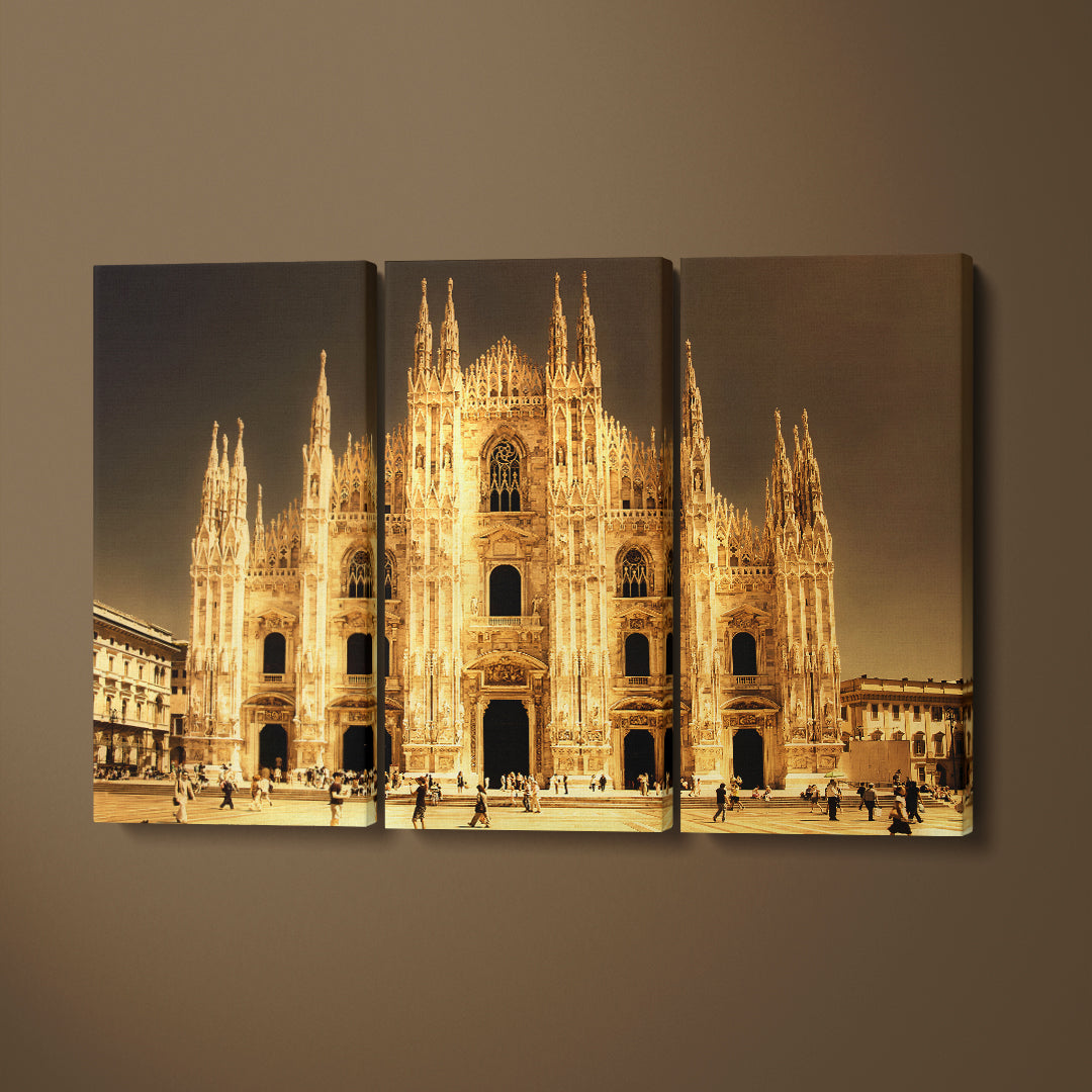 Milan Cathedral Canvas Print ArtLexy 3 Panels 36"x24" inches 