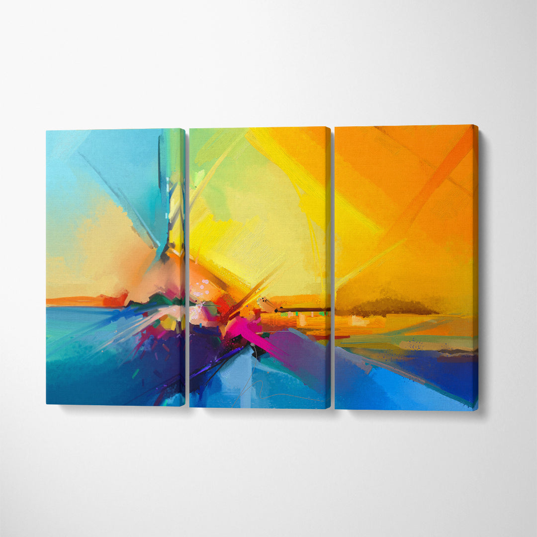 Abstract Modern Landscape Canvas Print ArtLexy 3 Panels 36"x24" inches 