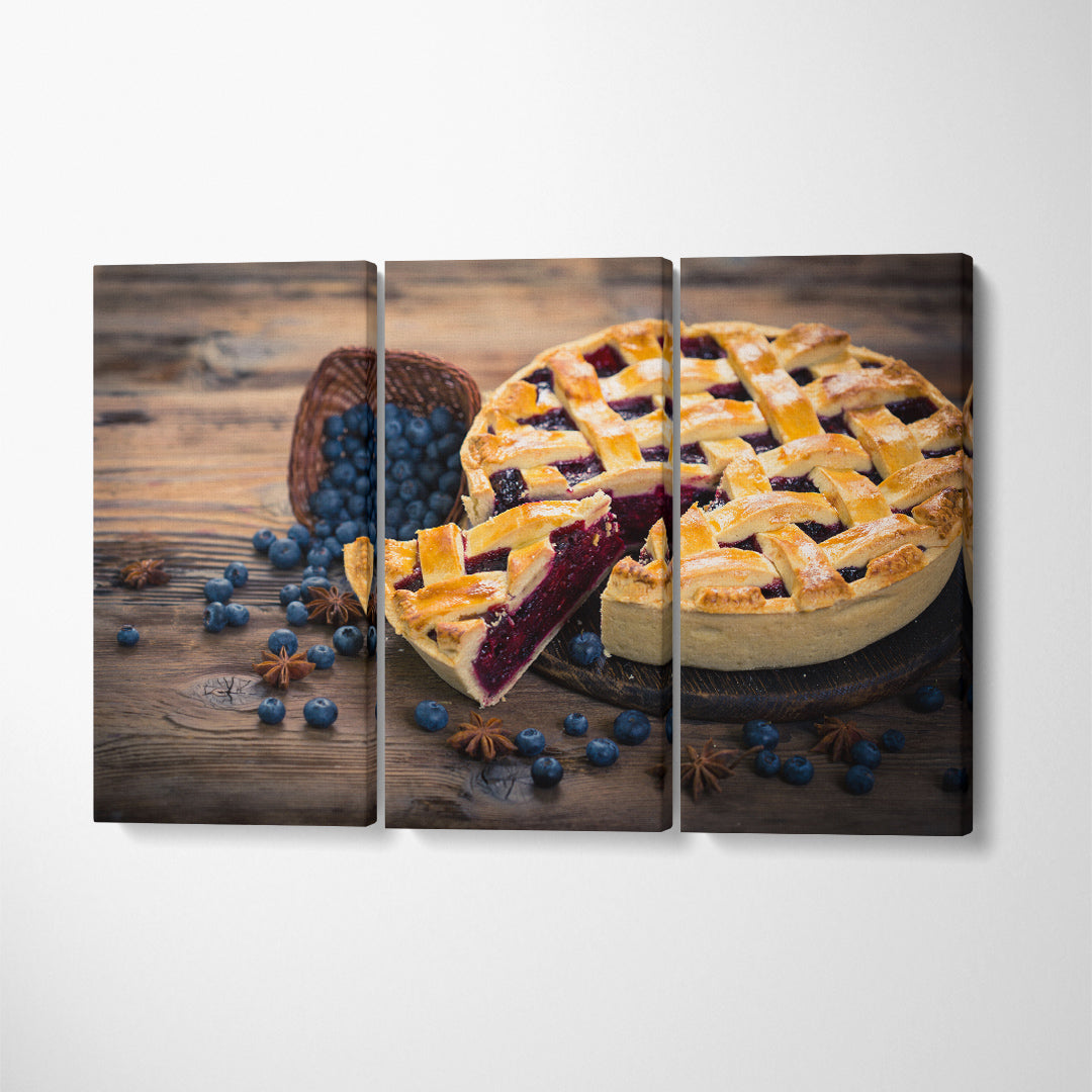 Blueberry Pie Canvas Print ArtLexy 3 Panels 36"x24" inches 