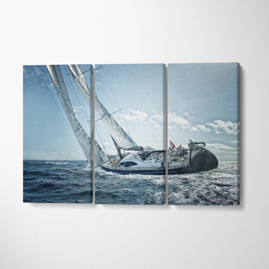 Sailing Yacht Race Canvas Print ArtLexy 3 Panels 36"x24" inches 