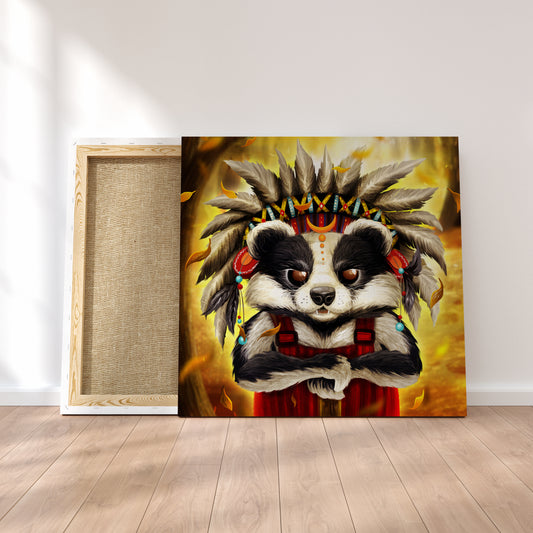 Badger Indian Warrior Canvas Print ArtLexy 1 Panel 12"x12" inches 