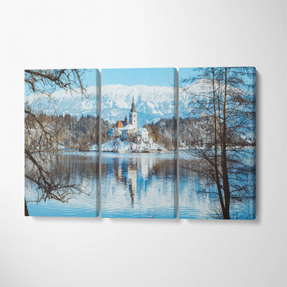 Lake Bled and Bled Island Slovenia Canvas Print ArtLexy 3 Panels 36"x24" inches 