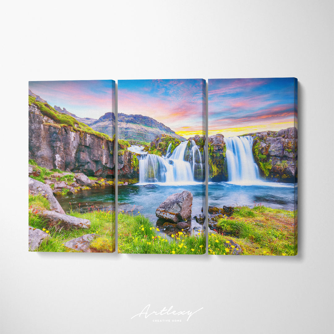 Kirkjufellsfoss Waterfall Iceland Canvas Print ArtLexy   
