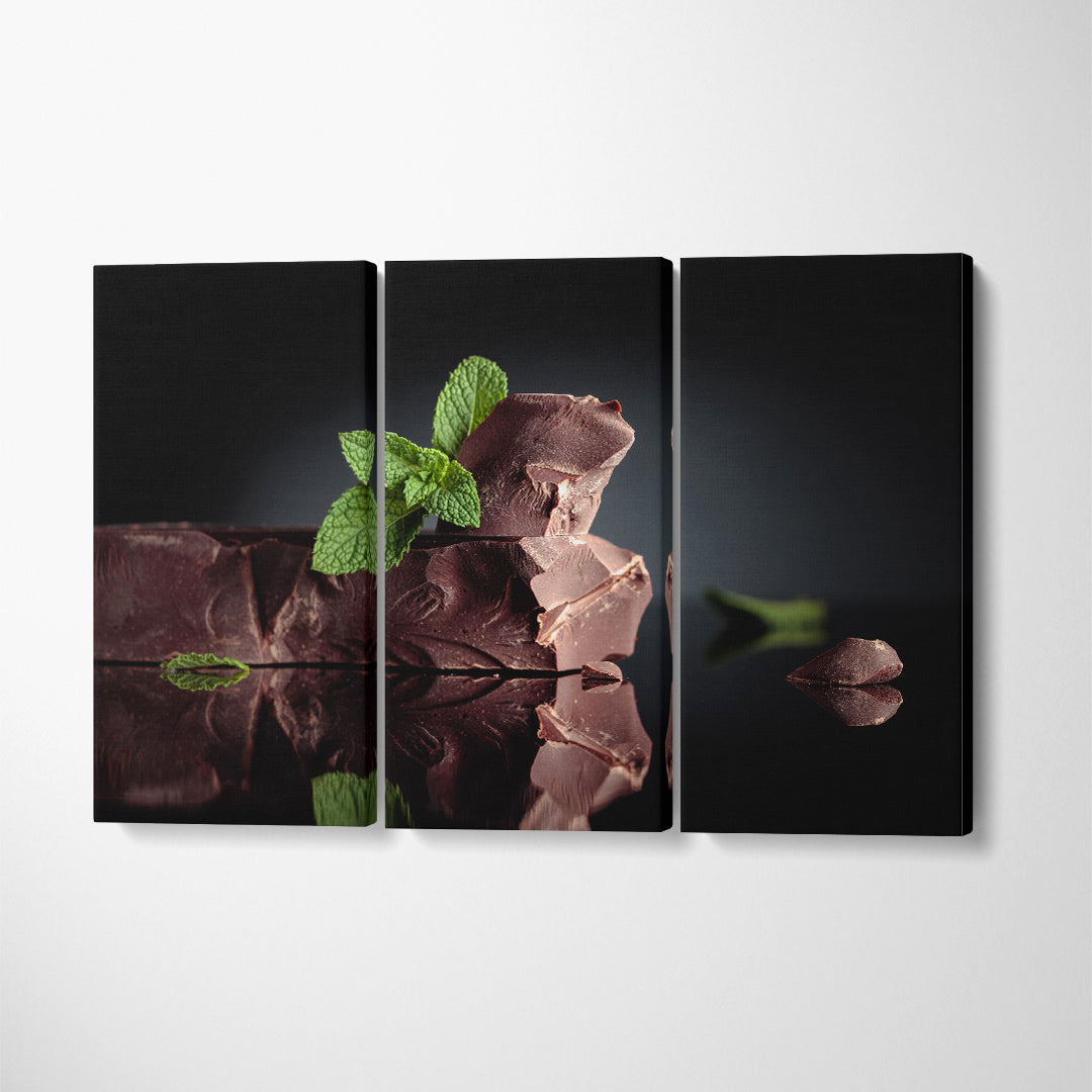 Dark Bitter Chocolate with Mint Canvas Print ArtLexy 3 Panels 36"x24" inches 