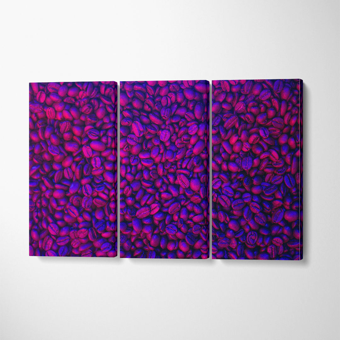 Purple Coffee Beans Canvas Print ArtLexy 3 Panels 36"x24" inches 