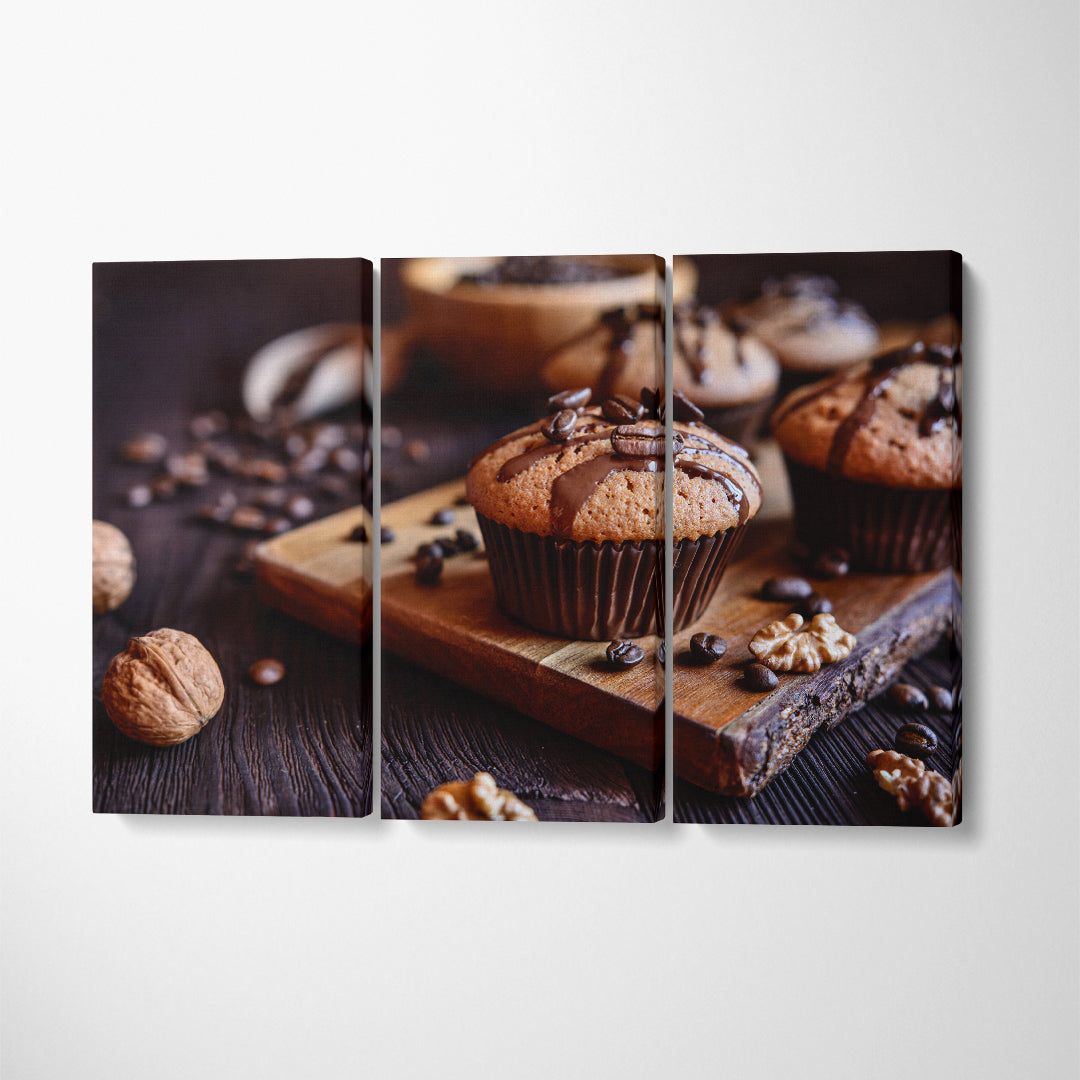 Chocolate Muffins Canvas Print ArtLexy 3 Panels 36"x24" inches 