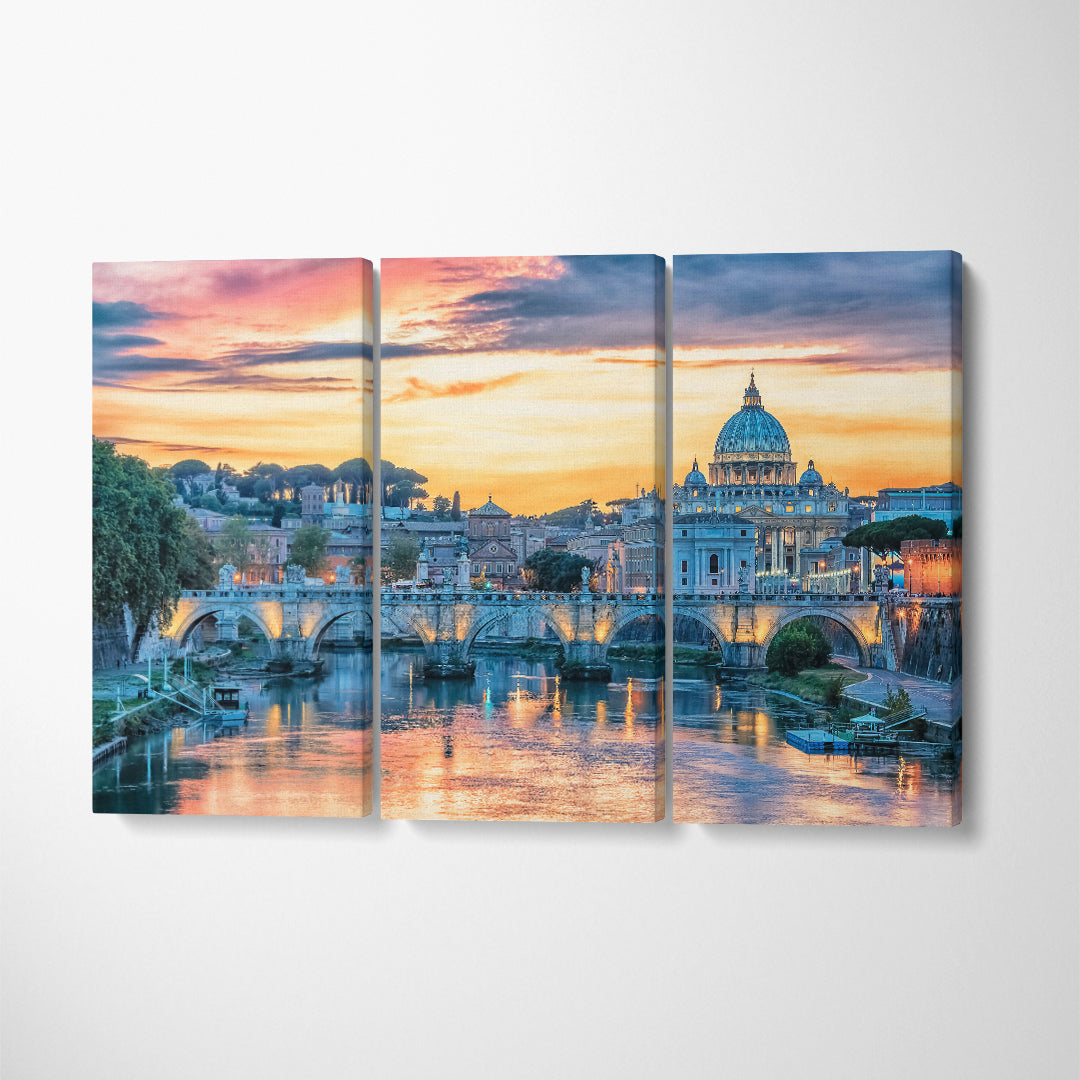 St Peter's Basilica Vatican Canvas Print ArtLexy 3 Panels 36"x24" inches 