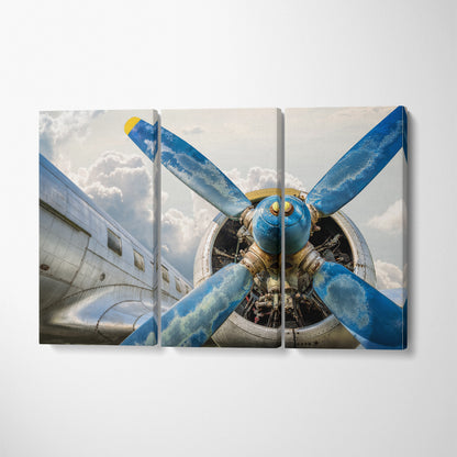 Aircraft Propeller Canvas Print ArtLexy 3 Panels 36"x24" inches 