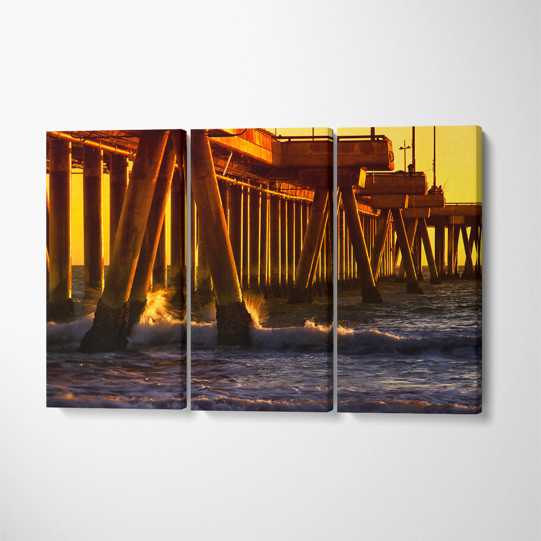 Venice Beach Pier California United States Canvas Print ArtLexy 3 Panels 36"x24" inches 