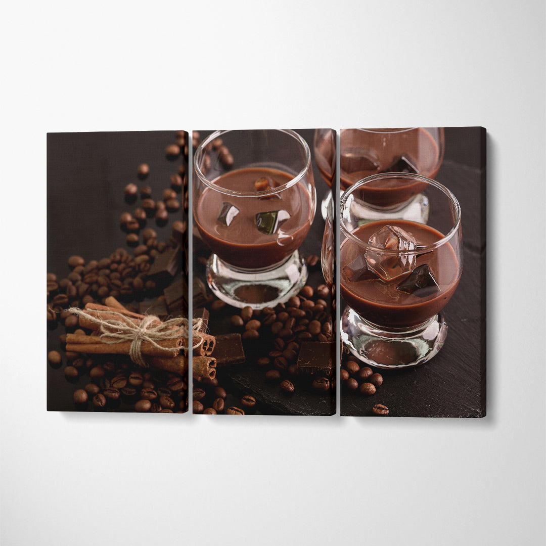 Coffee with Ice Canvas Print ArtLexy 3 Panels 36"x24" inches 