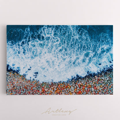 Beautiful Rocky Beach with Sea Waves Canvas Print ArtLexy   
