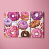 Pink Donuts Canvas Print ArtLexy 3 Panels 36"x24" inches 