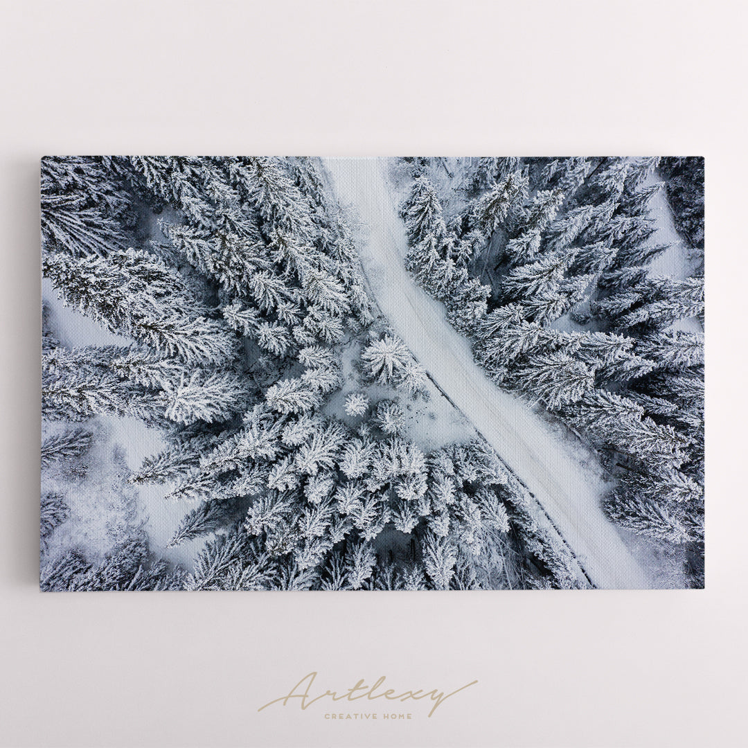Snowy Road in Winter Forest Canvas Print ArtLexy   