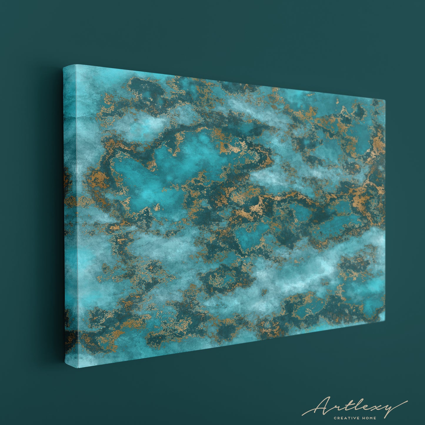 Luxury Turquoise Marble with Gold Veins Canvas Print ArtLexy   