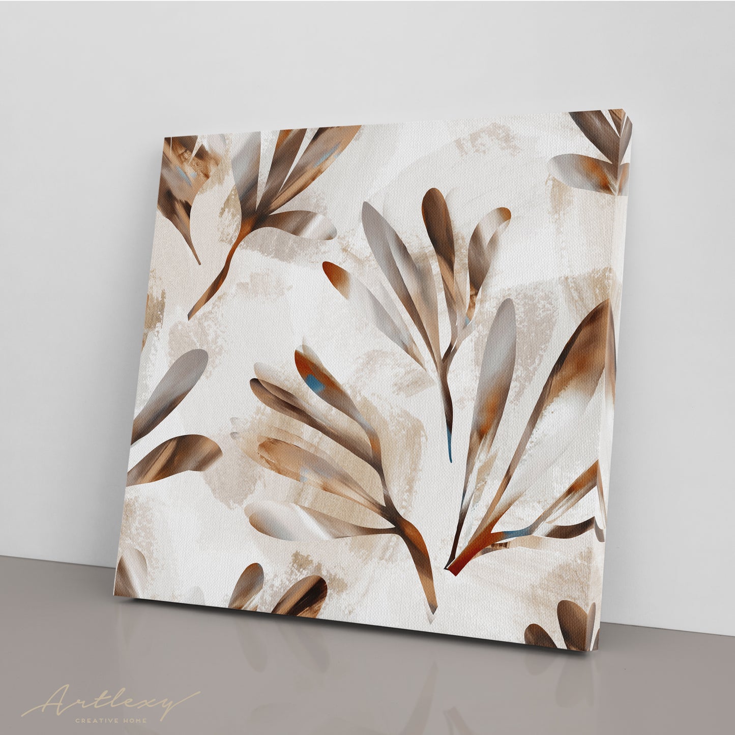 Abstract Beige Leaves Canvas Print ArtLexy   