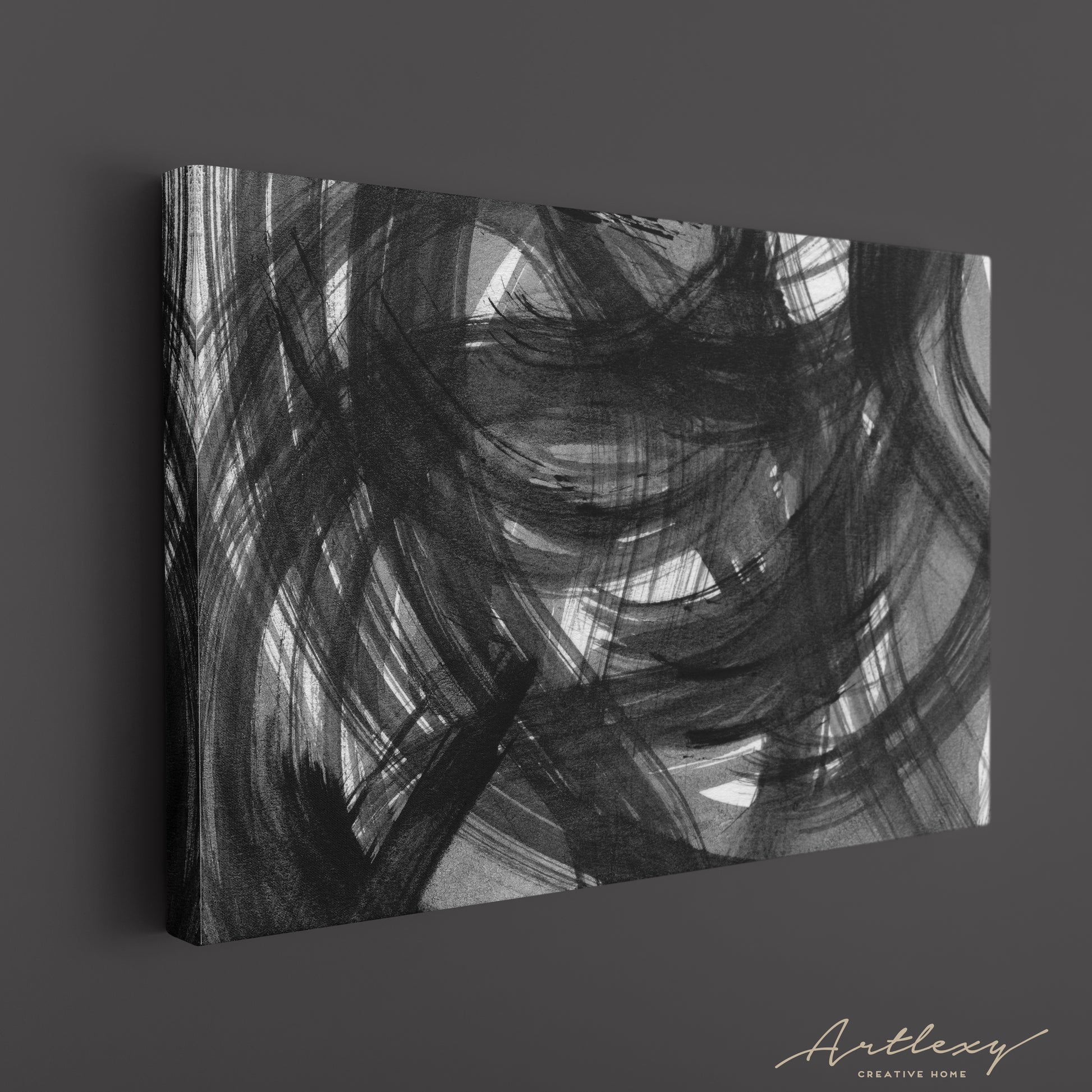 Abstract Modern Black Brush Strokes Canvas Print ArtLexy   