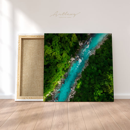 River in Beautiful Forest Canvas Print ArtLexy 1 Panel 12"x12" inches 